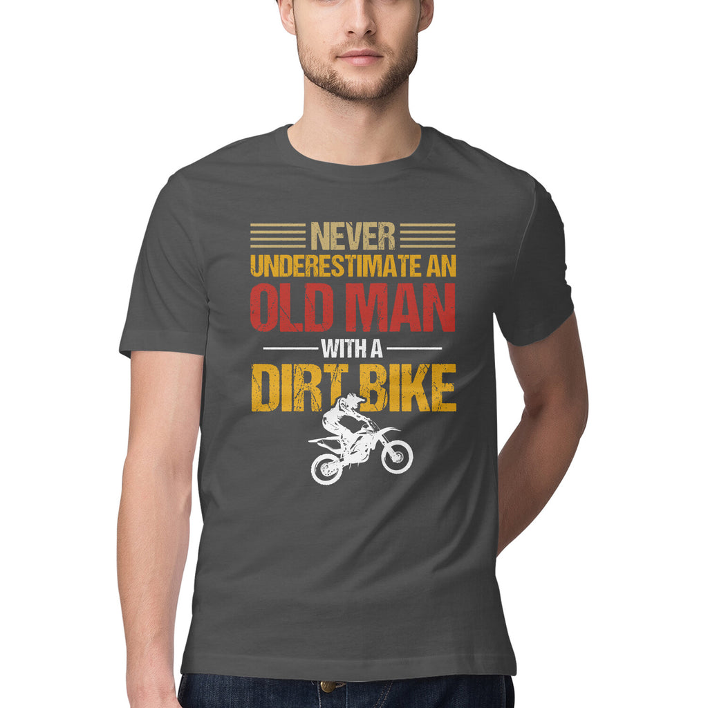 Men's Never Underestimate an Old Man with a Dirt Bike Design Printed T-Shirt