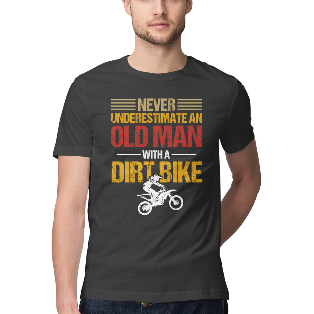 Men's Never Underestimate an Old Man with a Dirt Bike Design Printed T-Shirt