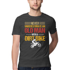 Men's Never Underestimate an Old Man with a Dirt Bike Design Printed T-Shirt