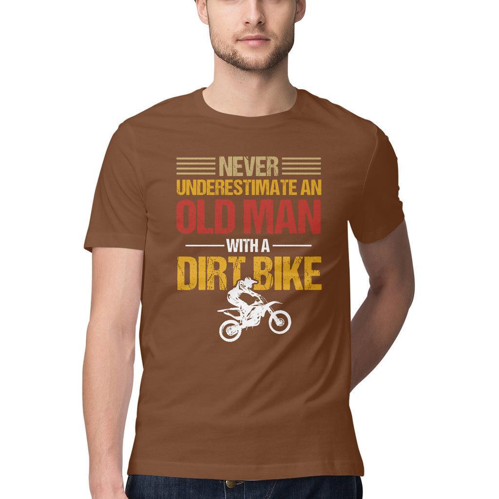 Men's Never Underestimate an Old Man with a Dirt Bike Design Printed T-Shirt
