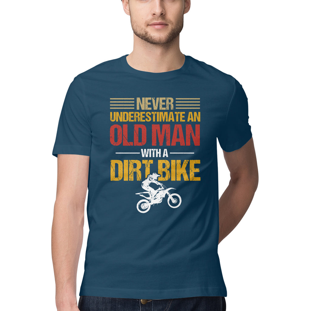 Men's Never Underestimate an Old Man with a Dirt Bike Design Printed T-Shirt