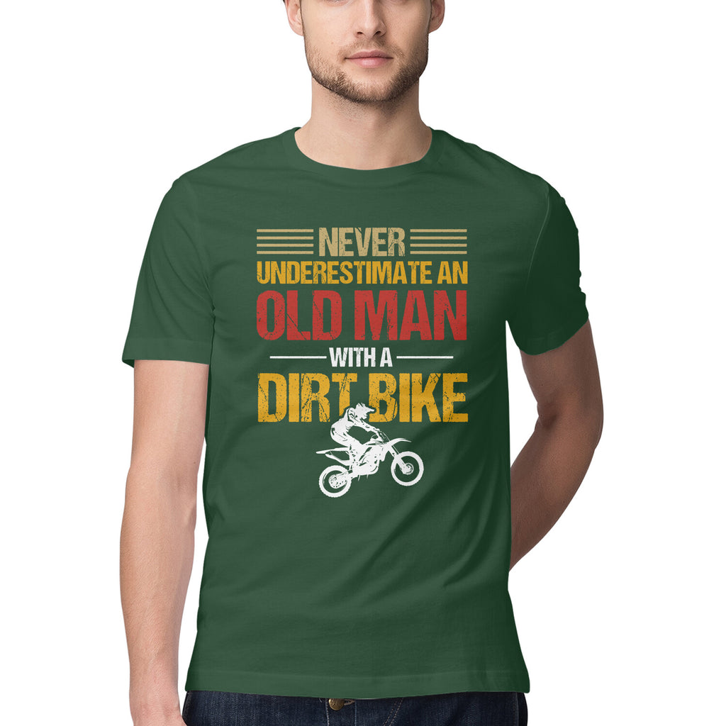 Men's Never Underestimate an Old Man with a Dirt Bike Design Printed T-Shirt