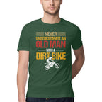 Men's Never Underestimate an Old Man with a Dirt Bike Design Printed T-Shirt