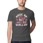 Men's Music On World Off Design Printed T-Shirt