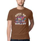 Men's Music On World Off Design Printed T-Shirt