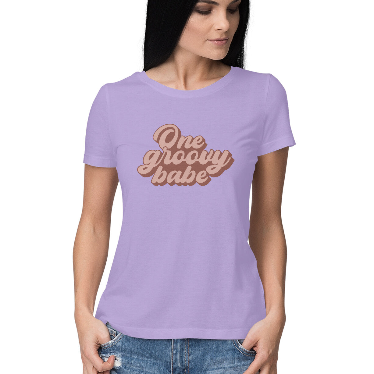 Women's One Groovy Babe Design Printed T-Shirt