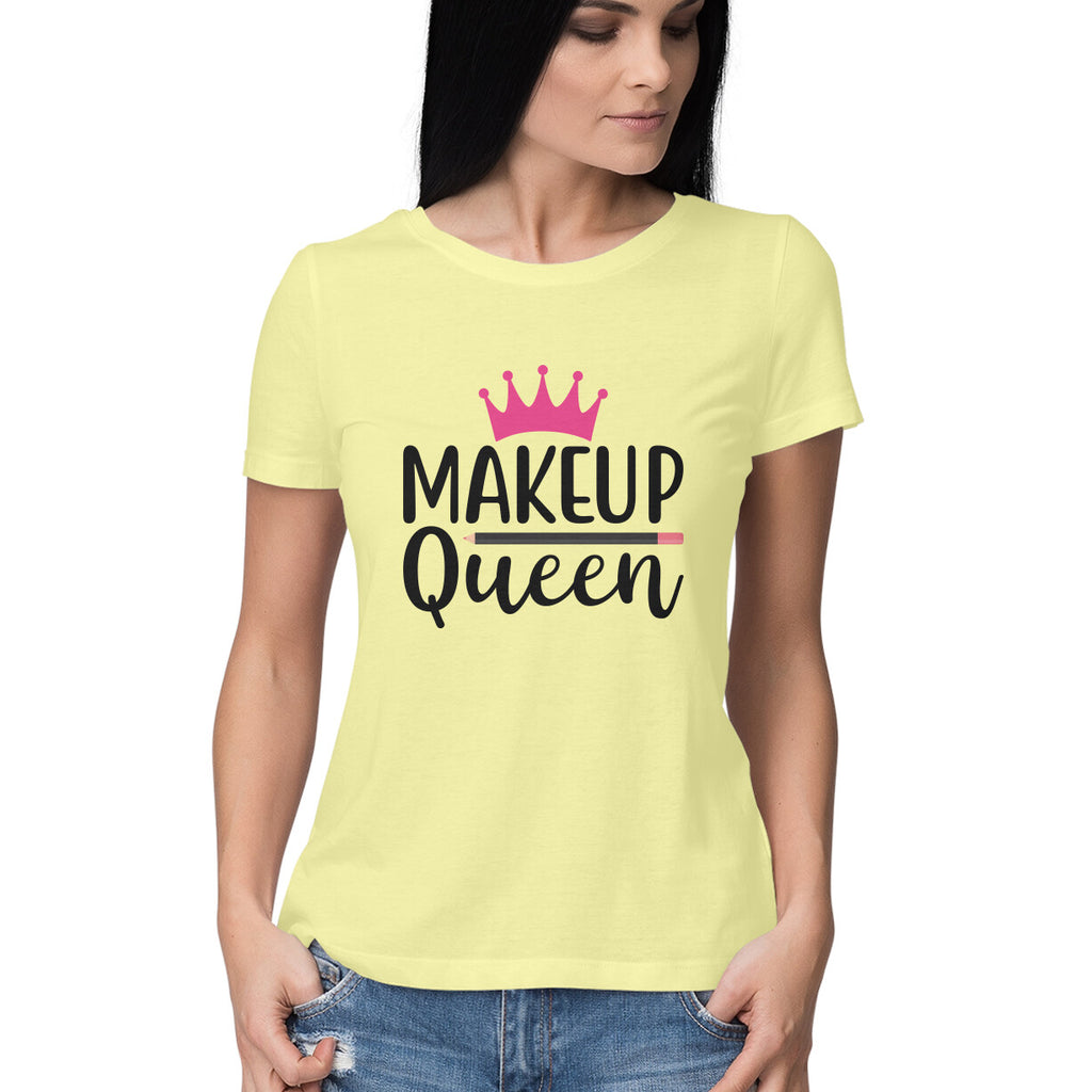 Women's Makeup Queen Design Printed T-Shirt
