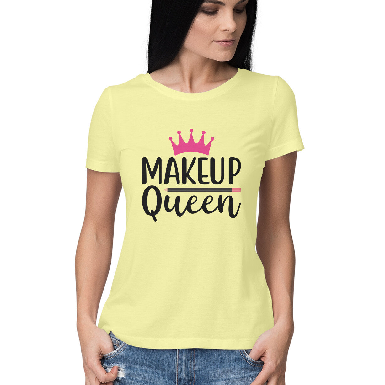 Women's Makeup Queen Design Printed T-Shirt