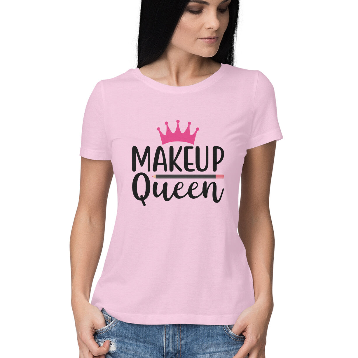 Women's Makeup Queen Design Printed T-Shirt