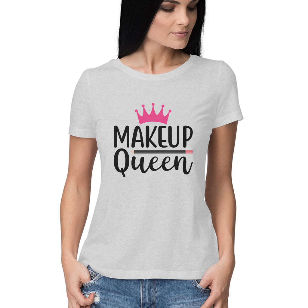 Women's Makeup Queen Design Printed T-Shirt