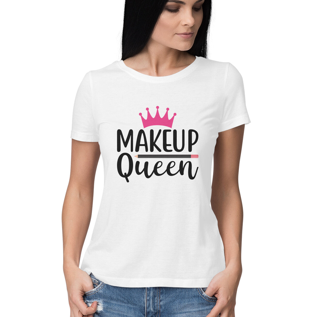 Women's Makeup Queen Design Printed T-Shirt
