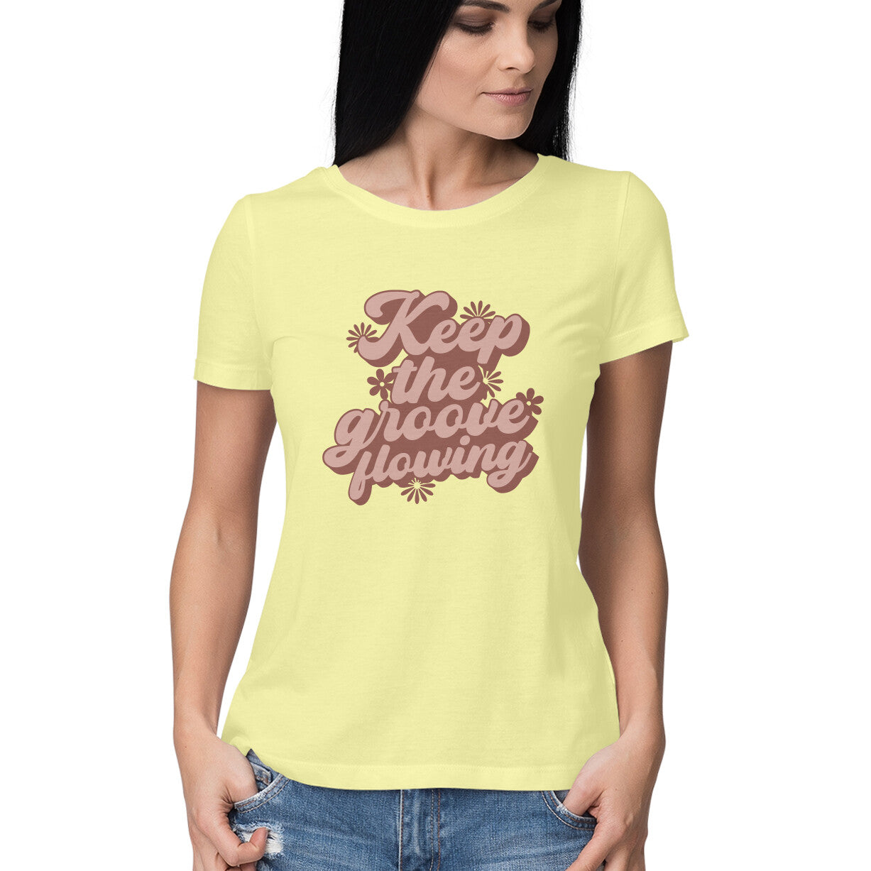 Women's Keep The Groove flowering Design Printed T-Shirt Secondary image