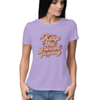 Women's Keep The Groove flowering Design Printed T-Shirt