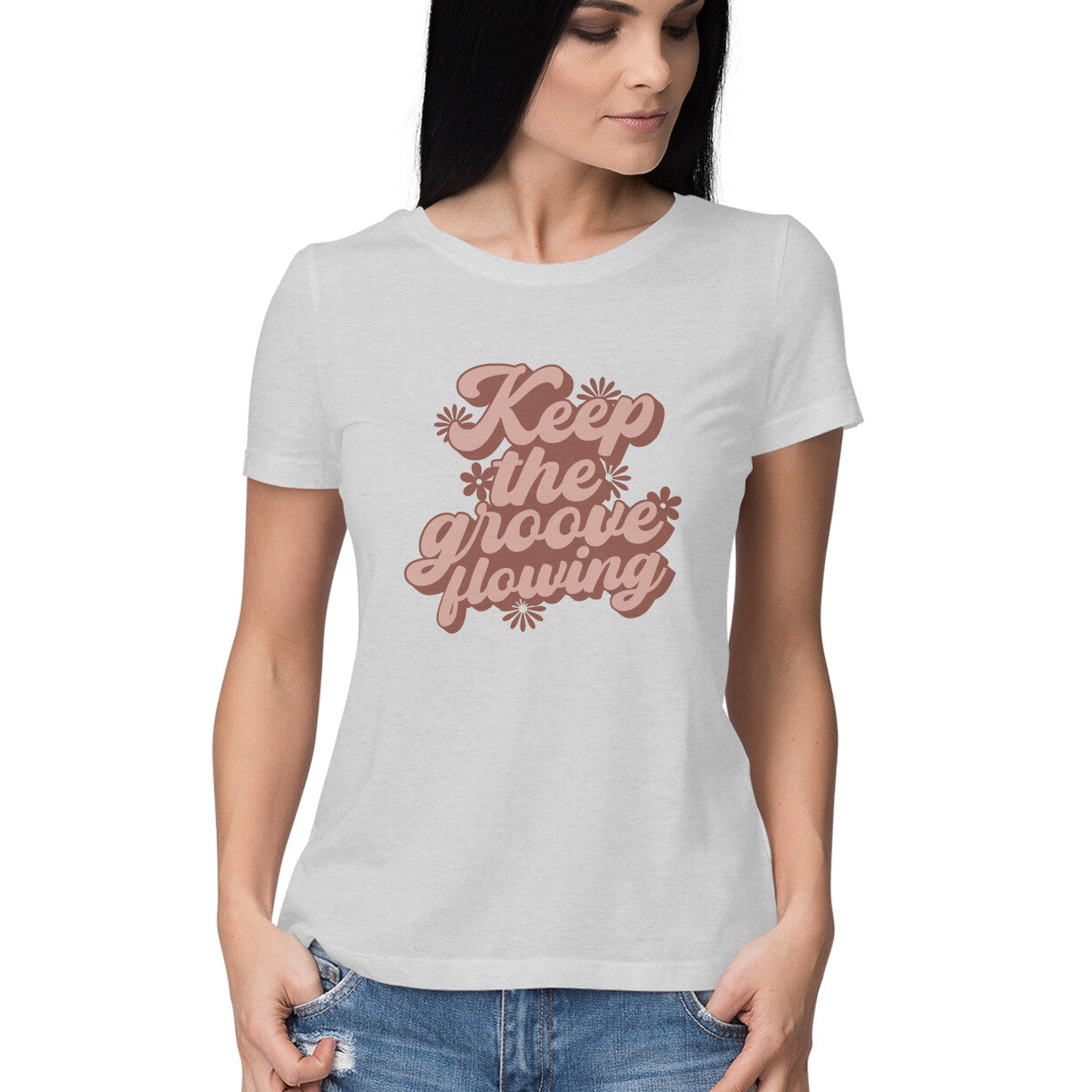 Women's Keep The Groove flowering Design Printed T-Shirt