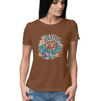 Women's Peace Love Once Grooviness Graphics Printed T-Shirt
