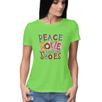Women's Peace Love Dancing Shoes Graphics Printed T-Shirt