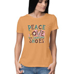Women's Peace Love Dancing Shoes Graphics Printed T-Shirt