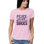 Women's Peace Love &amp; Dancing Shoes Graphics Printed T-Shirt