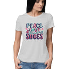 Women's Peace Love &amp; Dancing Shoes Graphics Printed T-Shirt