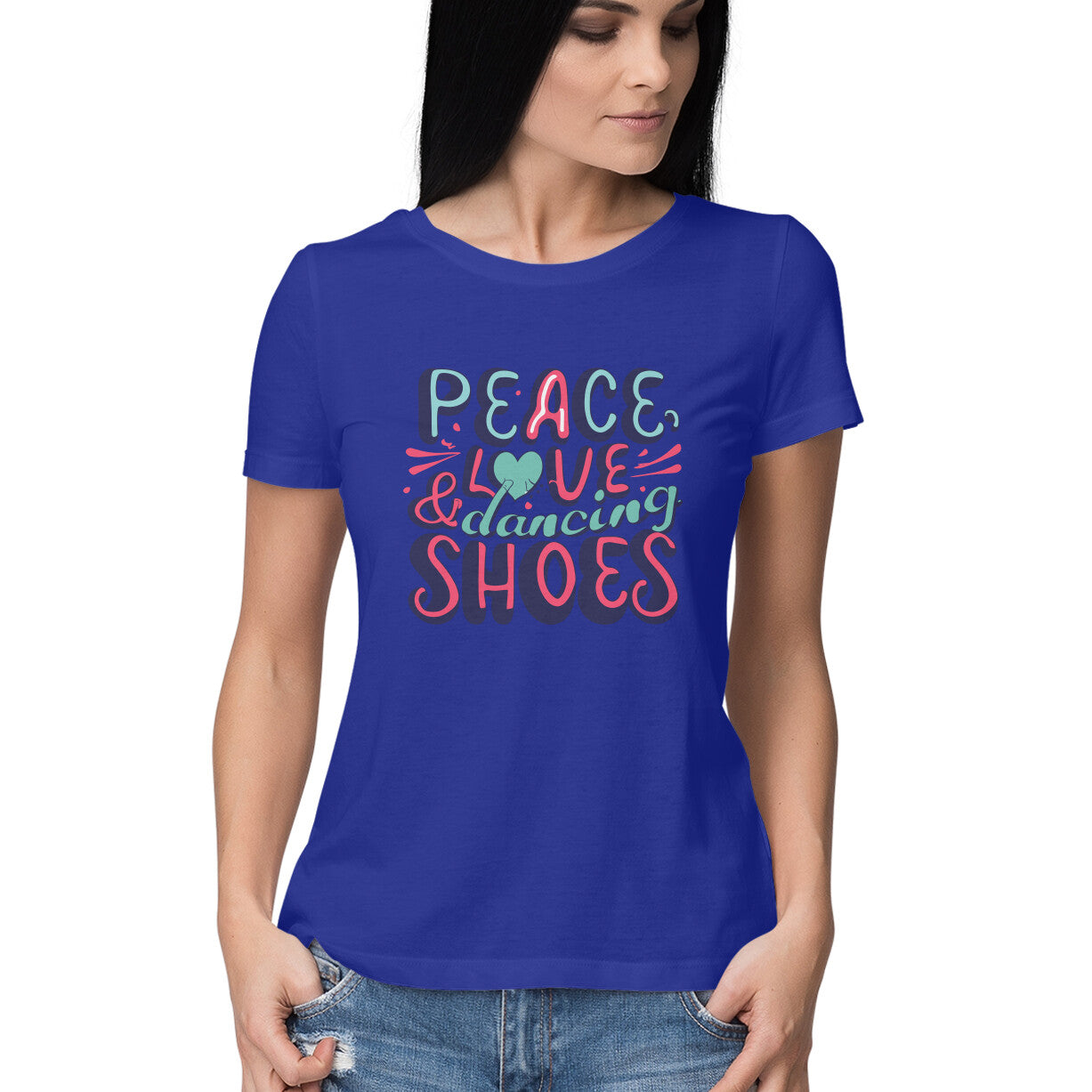 Women's Peace Love &amp; Dancing Shoes Graphics Printed T-Shirt