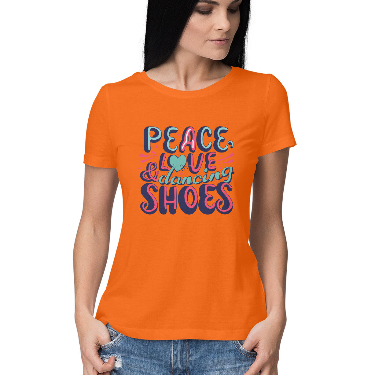 Women's Peace Love &amp; Dancing Shoes Graphics Printed T-Shirt