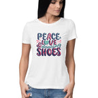 Women's Peace Love &amp; Dancing Shoes Graphics Printed T-Shirt