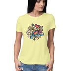 Women's Peace Love Grooviness Graphics Printed T-Shirt