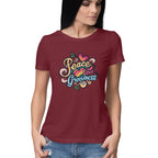 Women's Peace Love Grooviness Graphics Printed T-Shirt