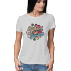 Women's Peace Love Grooviness Graphics Printed T-Shirt
