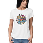 Women's Peace Love Grooviness Graphics Printed T-Shirt