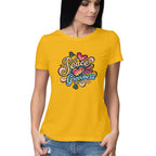 Women's Peace Love Grooviness Graphics Printed T-Shirt