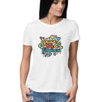 Women's Peace Love Grooviness Graphics Printed T-Shirt
