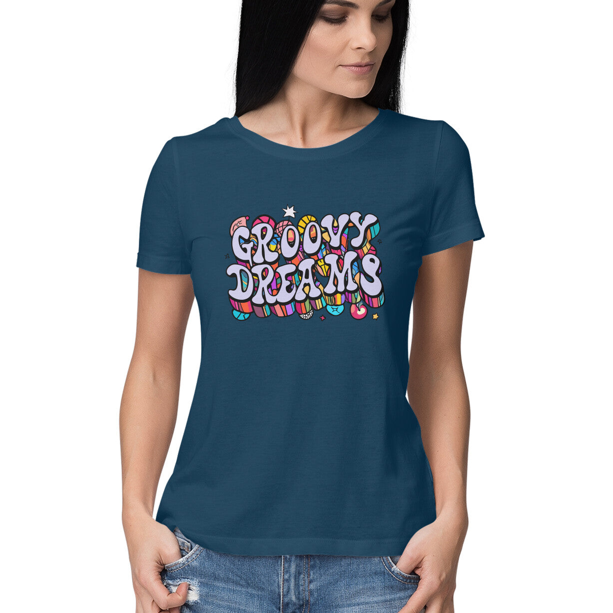 Women's Groovy Dreams Graphics Printed T-Shirt
