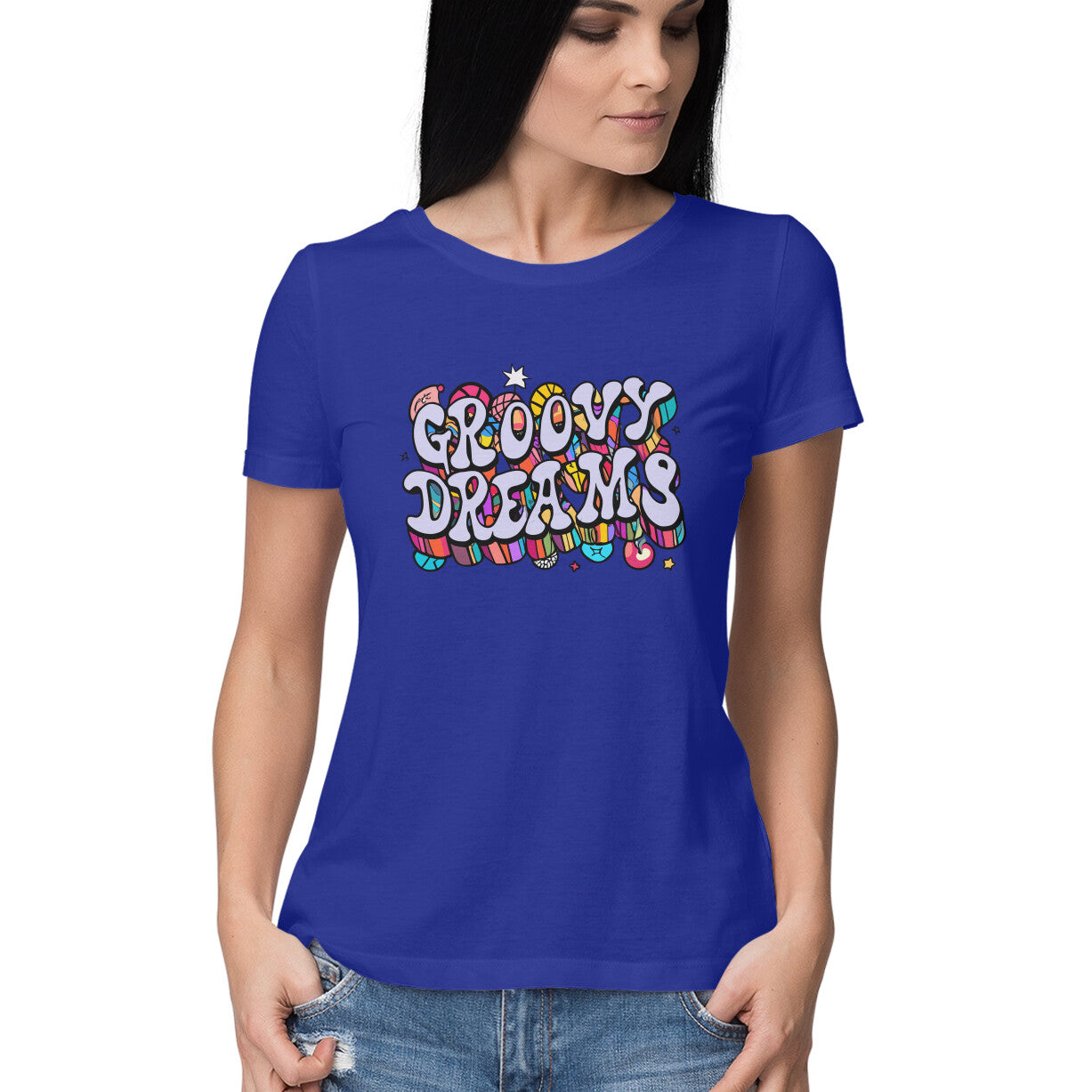 Women's Groovy Dreams Graphics Printed T-Shirt