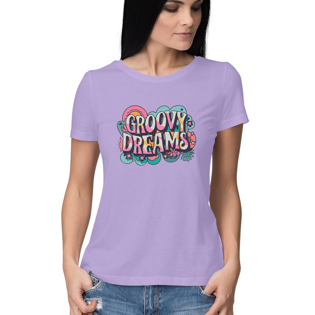 Women's Groovy Dreams Graphics Printed T-Shirt