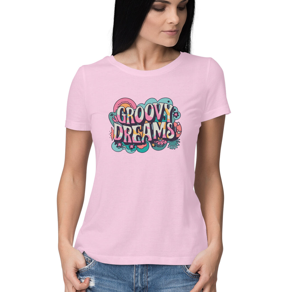 Women's Groovy Dreams Graphics Printed T-Shirt
