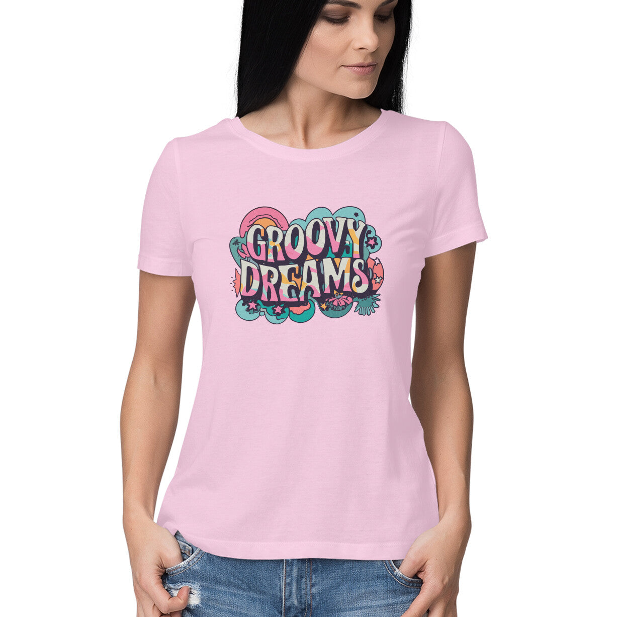 Women's Groovy Dreams Graphics Printed T-Shirt