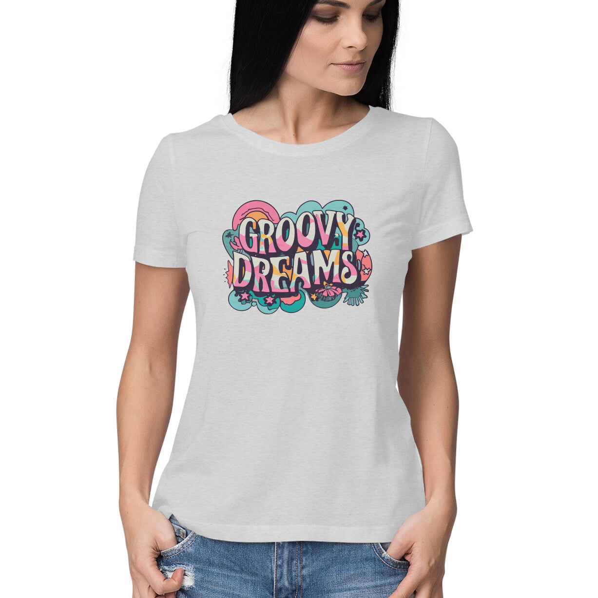 Women's Groovy Dreams Graphics Printed T-Shirt
