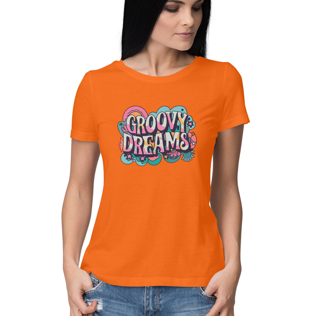 Women's Groovy Dreams Graphics Printed T-Shirt