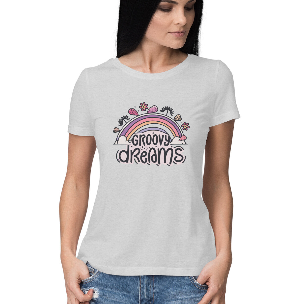 Women's Groovy Dreams Graphics Printed T-Shirt