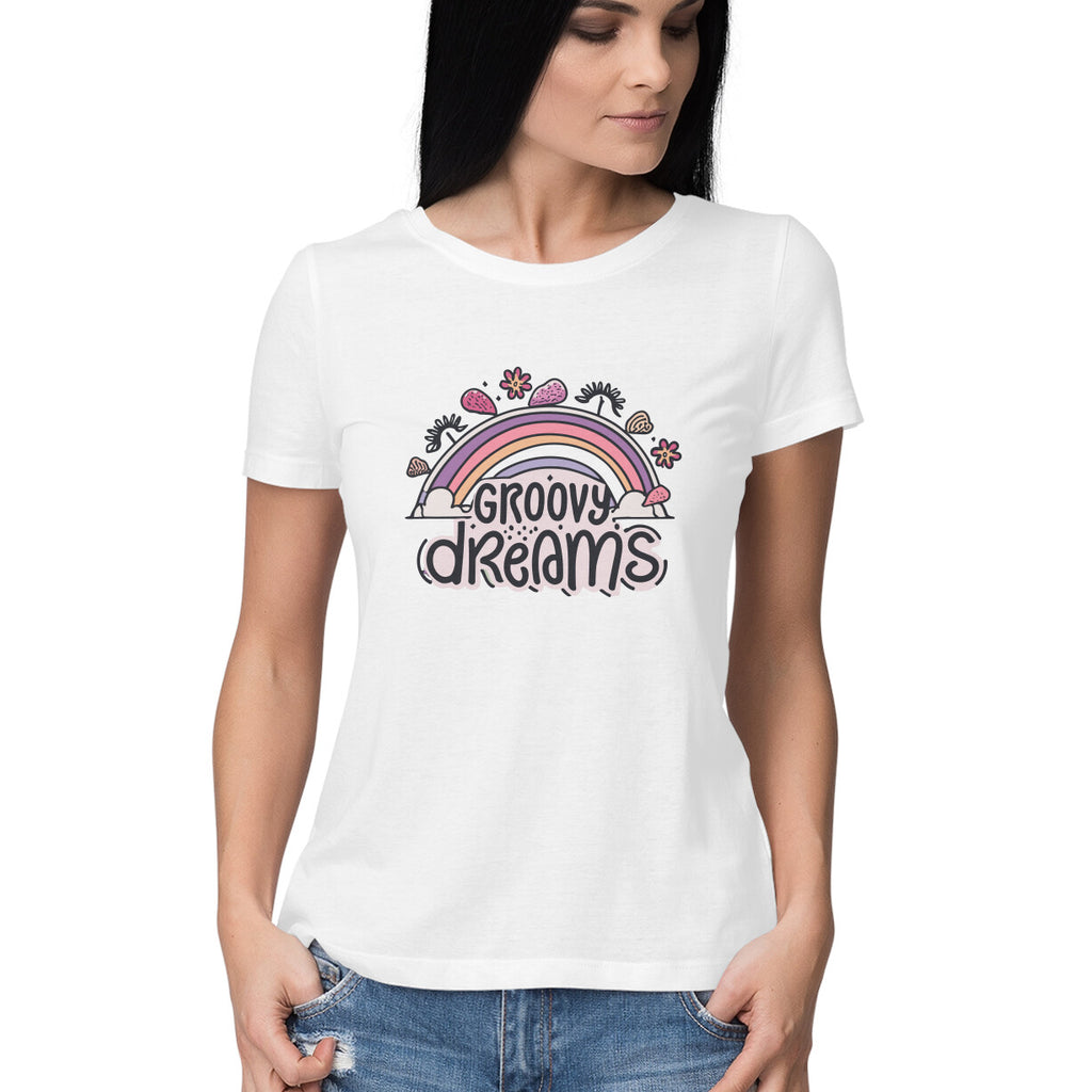 Women's Groovy Dreams Graphics Printed T-Shirt