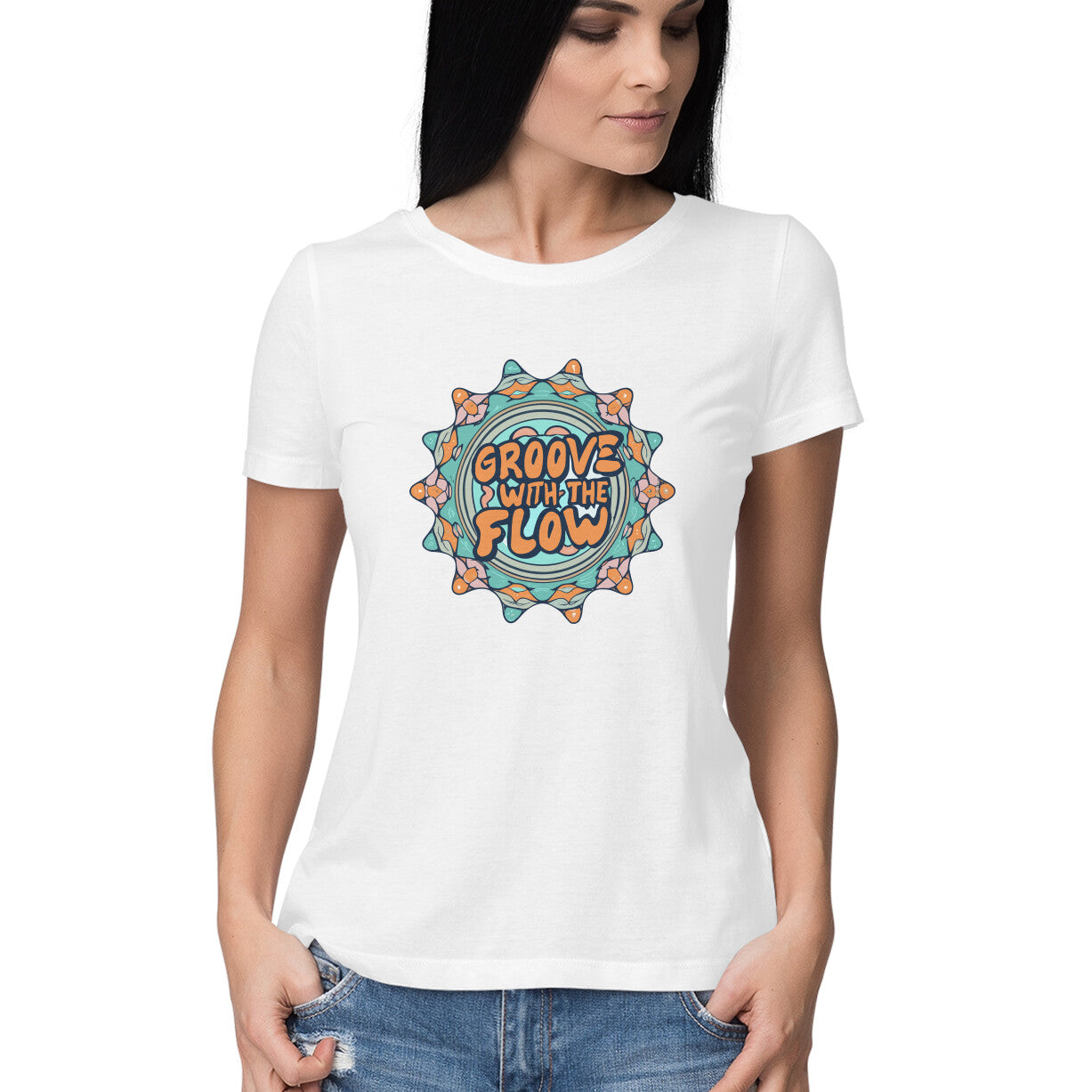 Women's Groove With The Flow Graphics Printed T-Shirt