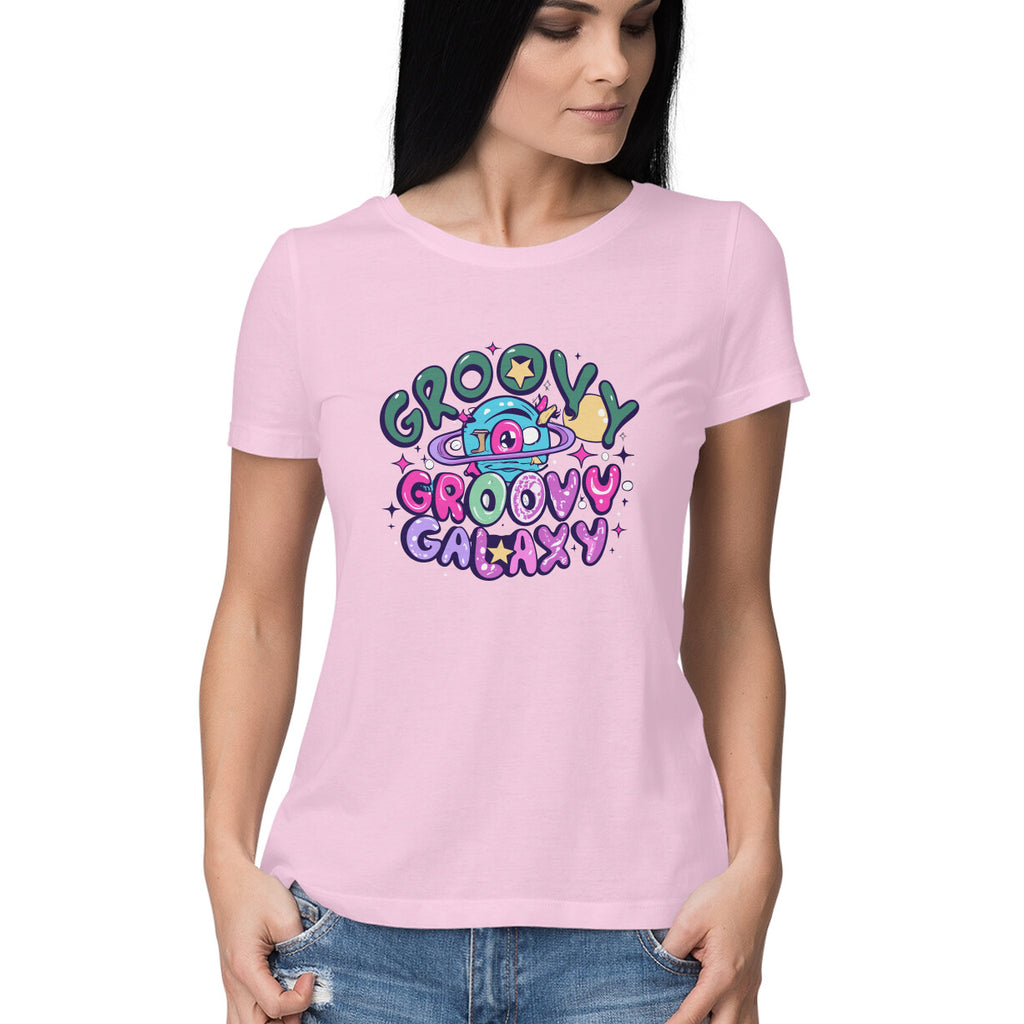 Women's Groovy Groovy Galaxy Graphics Printed T-Shirt