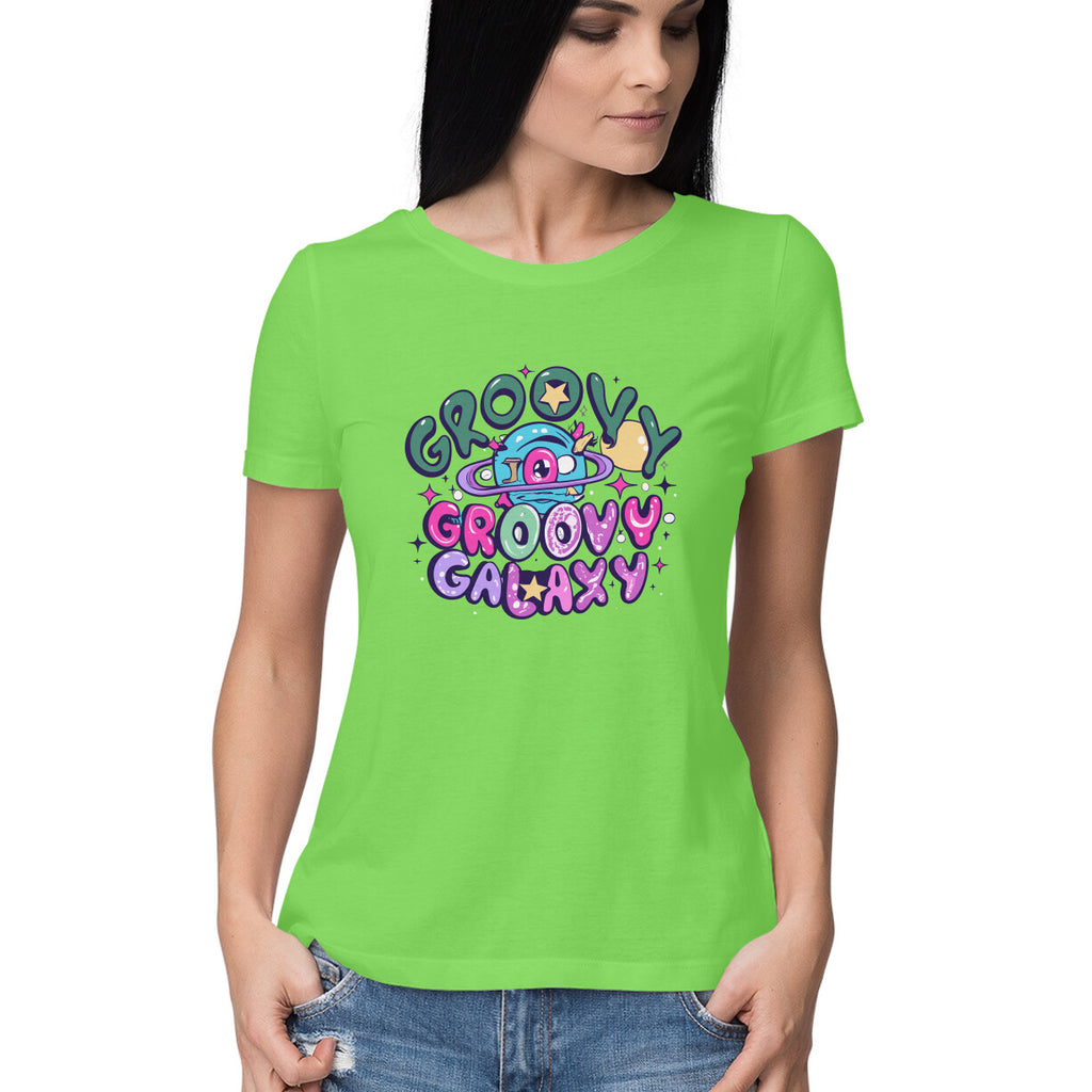 Women's Groovy Groovy Galaxy Graphics Printed T-Shirt