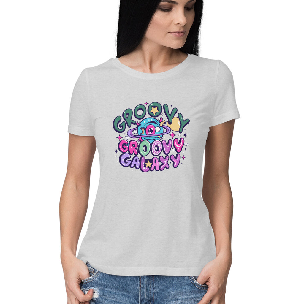 Women's Groovy Groovy Galaxy Graphics Printed T-Shirt