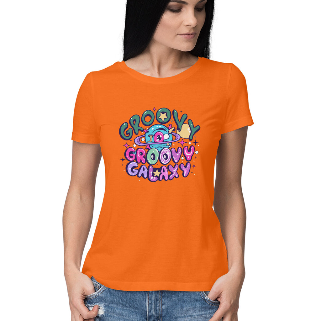 Women's Groovy Groovy Galaxy Graphics Printed T-Shirt