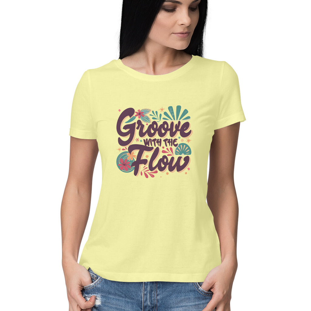Women's Groovy With The Flow Graphics Printed T-Shirt