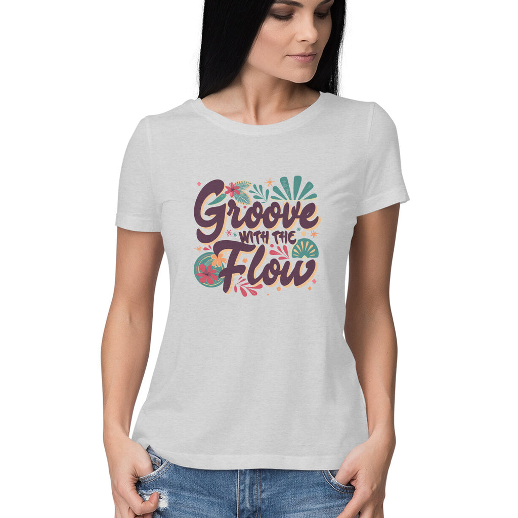 Women's Groovy With The Flow Graphics Printed T-Shirt