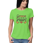 Women's Groove Is In The Heeart Graphics Printed T-Shirt