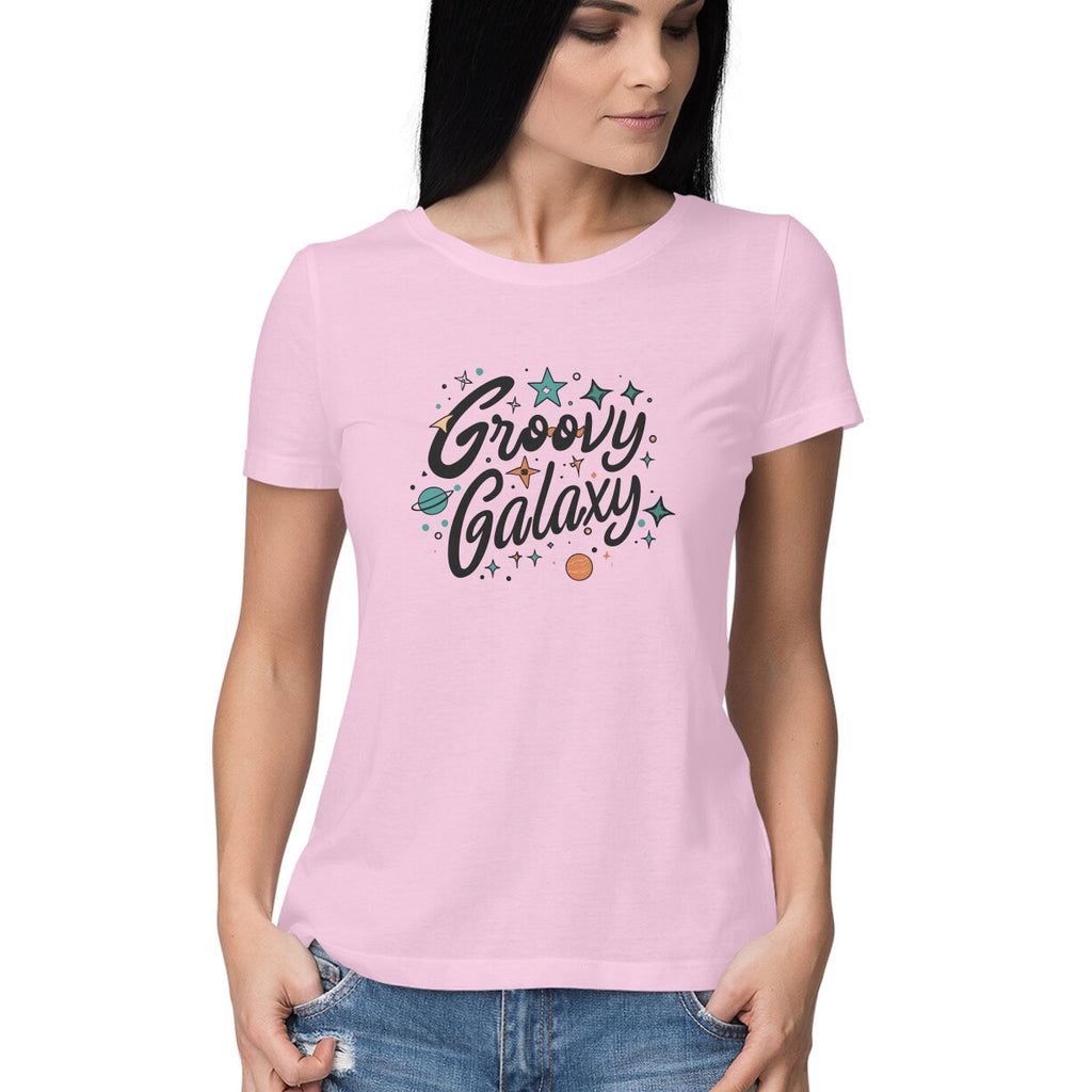 Women's Groovy Galaxy Graphics Printed T-Shirt